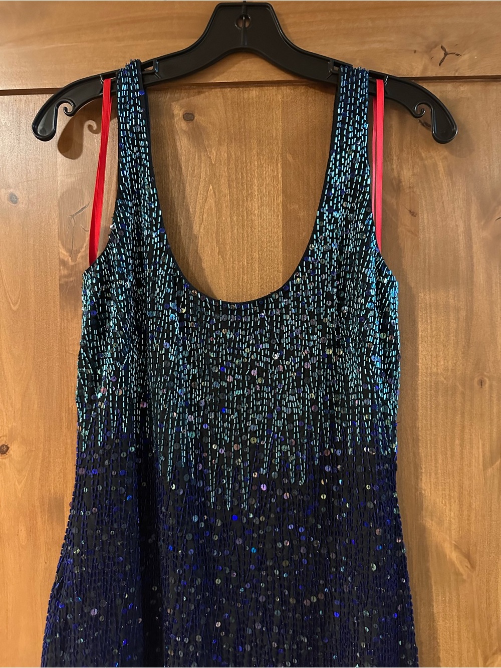 Halston Anastasia Iridescent Blue-Purple Sequin Beaded Maxi Dress - Picture 4 of 6